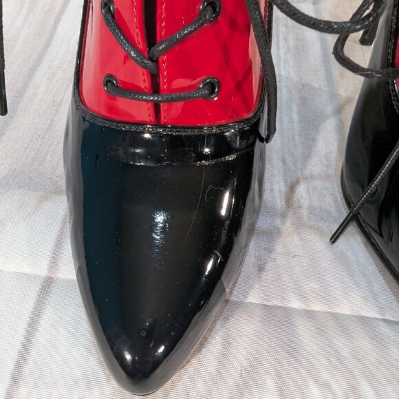 Pleaser Women's Black-Red Seduce-460 Oxford Lace Up Heeled Pump Size 15 - Picture 4 of 11
